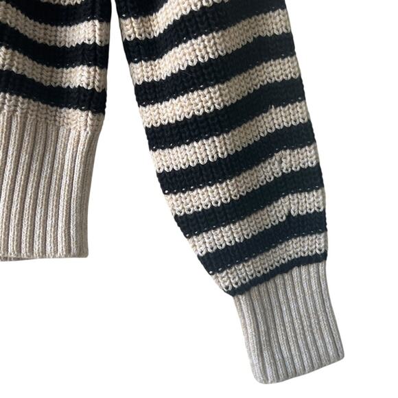 J. Crew Oversized Crewneck Striped Cotton Sweater Navy Black Ivory Size XS - Picture 6 of 10